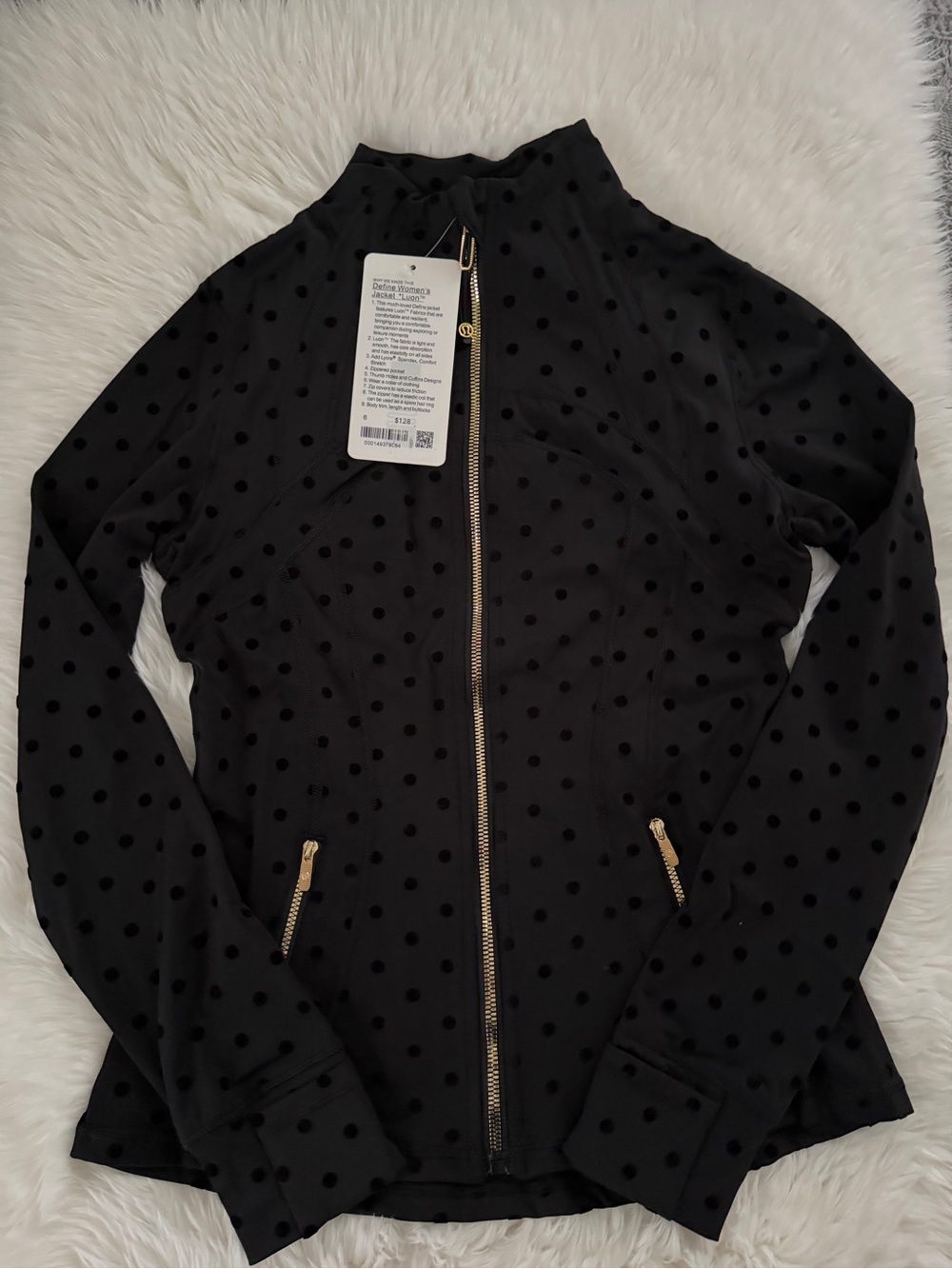 Black Polka Dot Zip-Front Jacket